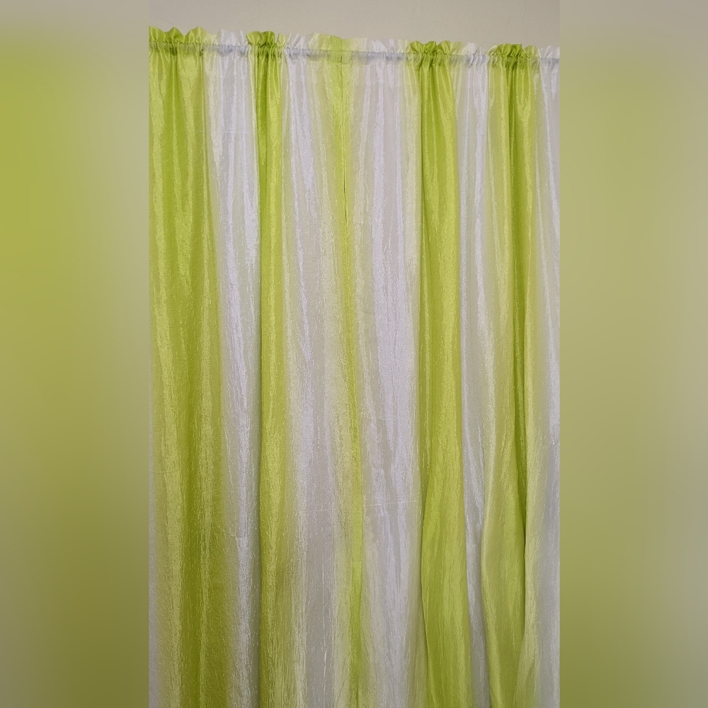 Curtain 2 panels, 52 x 86 each. Green and White Textured fabric.